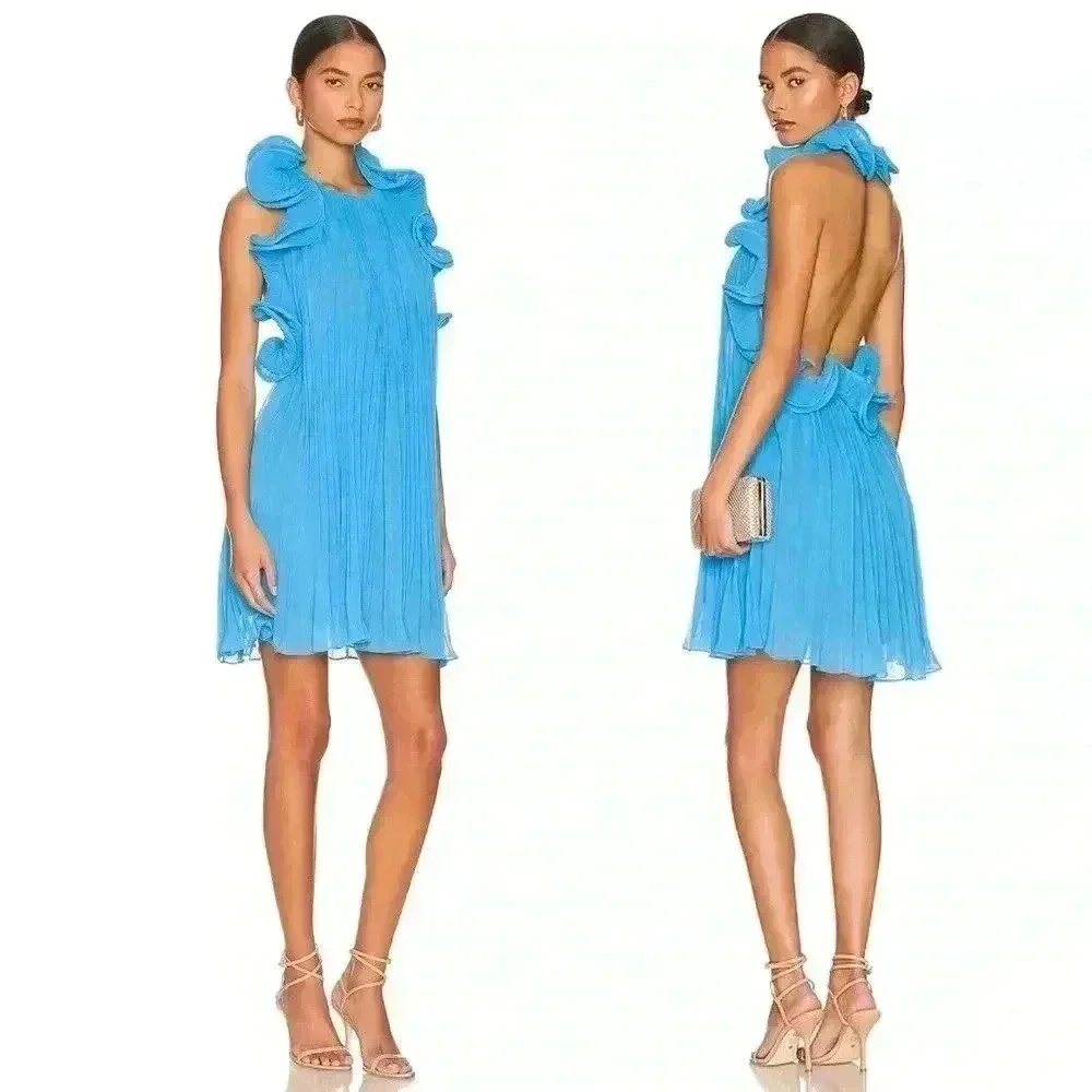 AMUR Blue Ruffle Dress - Picture 1 of 9